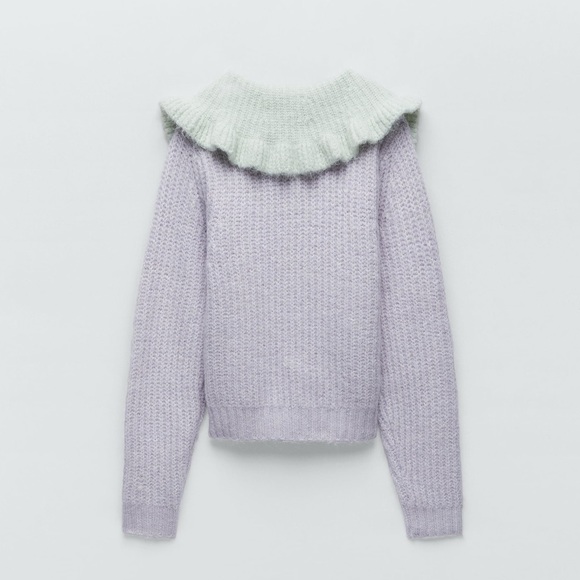 LAST 1!🔥ZARA COMBINATION BIB COLLAR KNIT CARDIGAN - Picture 15 of 16